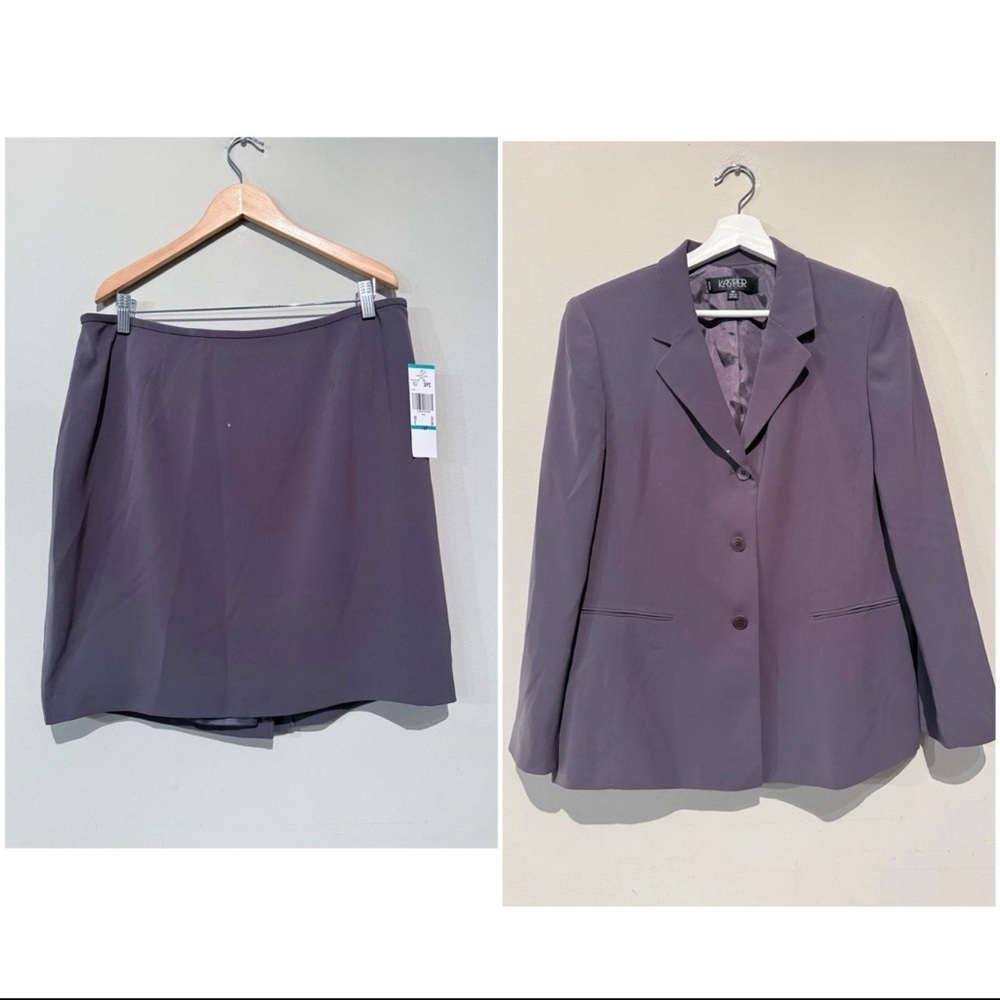 NWT KASPER OUTFIT SET 2 Piece Suit BLAZER/SKIRT WOMEN 16 Petite Gray Office Work